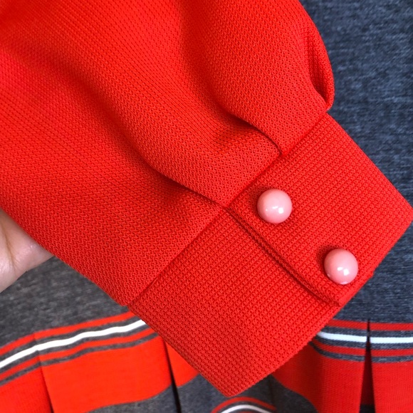 Vintage Paul of California 1970’s Dress gray and tomato red - Picture 3 of 9